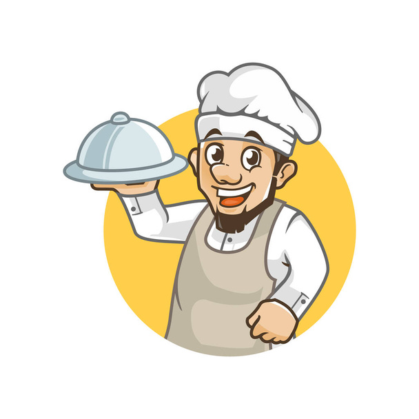 Дивовижний бородатий шеф-кухар логотип талісман векторний дизайн
 - Вектор, зображення
