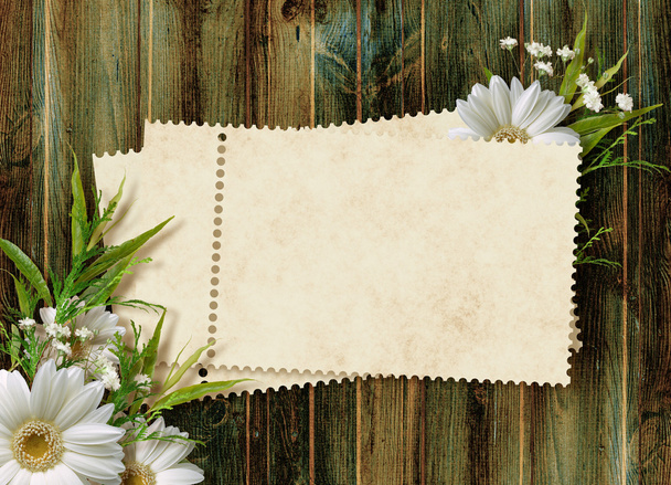 Card for the holiday with flowers on the abstract background - Foto, afbeelding