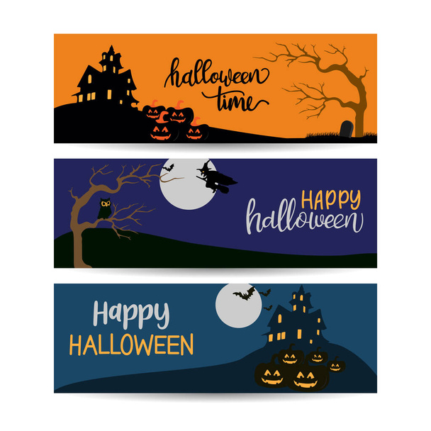 halloween banners template design vector illustration - Вектор,изображение