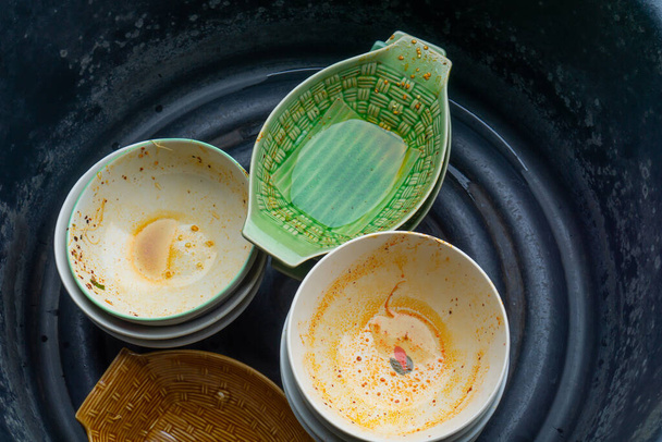 špinavé nádobí, nádobí špinavé, nemyté - Fotografie, Obrázek
