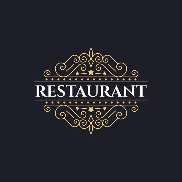 Luxus-Logo-Vorlage kalligrafisch elegante Ornamentlinien. Geschäftszeichen, Identität für Restaurant - Vektor, Bild