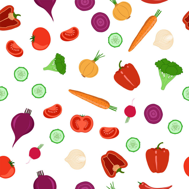 seamless pattern with vegetables. vector illustration - Wektor, obraz