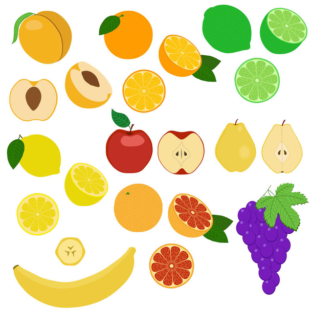 set of fruits and berries. vector illustration - Wektor, obraz