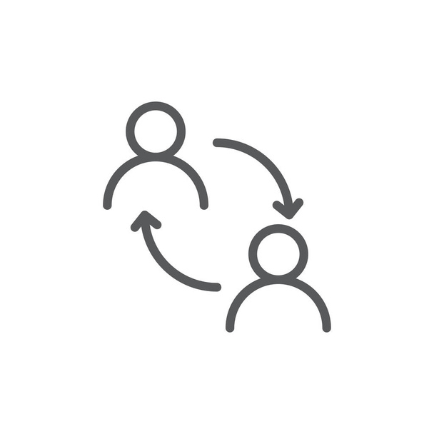 Μεταφορά μεταξύ λογαριασμών χρηστών σύμβολο διανύσματος απομονωμένο σε λευκό φόντο - Διάνυσμα, εικόνα