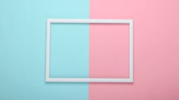 Empty frame for copy space on pink blue pastel  background. Minimalism - Φωτογραφία, εικόνα
