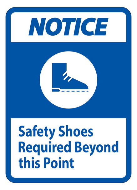 Σημείωση Υπογράψτε παπούτσια ασφαλείας που απαιτούνται πέρα από αυτό το σημείο   - Διάνυσμα, εικόνα