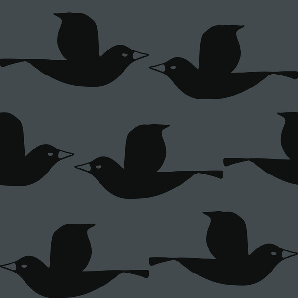 Naadloos vectorpatroon met vogelsilhouet op grijze achtergrond. Eenvoudig dier behang ontwerp. Artistieke mode textiel. - Vector, afbeelding