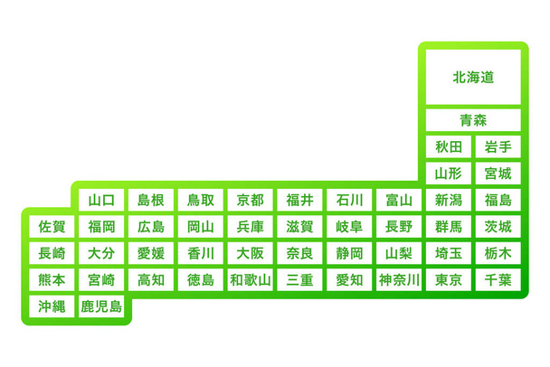 Χάρτης της Ιαπωνίας Χάρτης κατά νομό Χρώμα Λευκό φόντο, Διάνυσμα εικονογράφηση υλικό εικόνα - Διάνυσμα, εικόνα