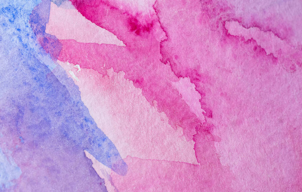 Abstract watercolor background with colorful different layers on paper texture, pink blue art - Photo, Image
