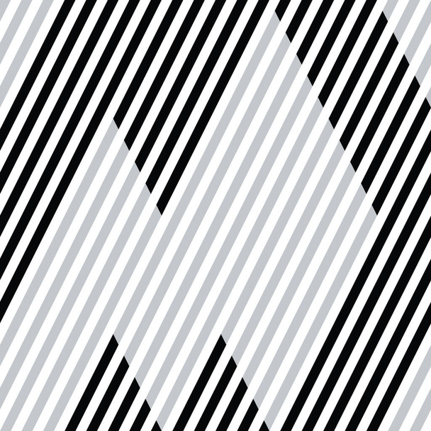 Patrón sin costuras con bandas oblicuas negras y grises plateadas - Vector, imagen