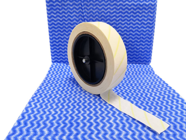 Sterilization Indicator Tape Roll Class 1 In Blue Background - Photo, Image