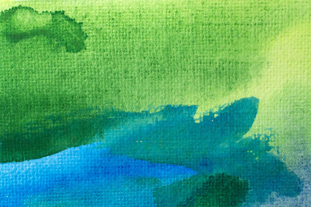 acuarelas azules y verdes sobre textura de papel, diseño de fondo, elemento pintado a mano - Foto, Imagen