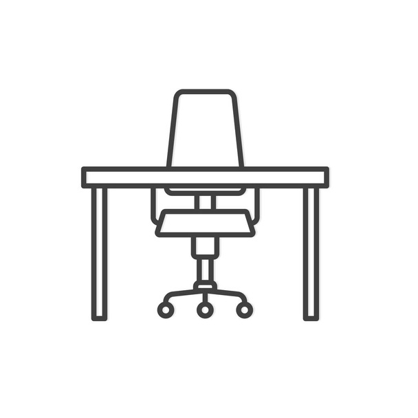 スイベルチェアのアイコンとオフィスの机-ベクトルイラスト - ベクター画像