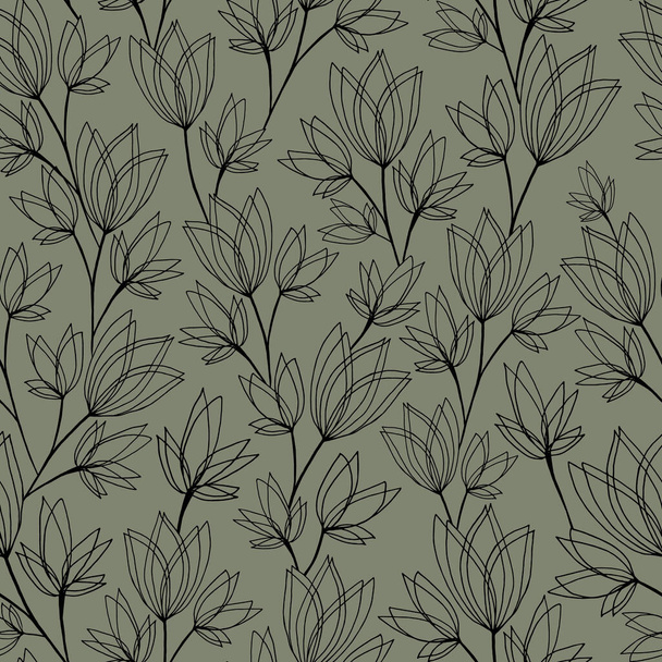 floral endless pattern.hand-painted abstract vector outlines - Valokuva, kuva