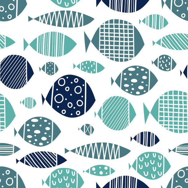 Cute fish. Kids background. Seamless pattern. Can be used in textile industry, paper, background, scrapbooking. - Vecteur, image