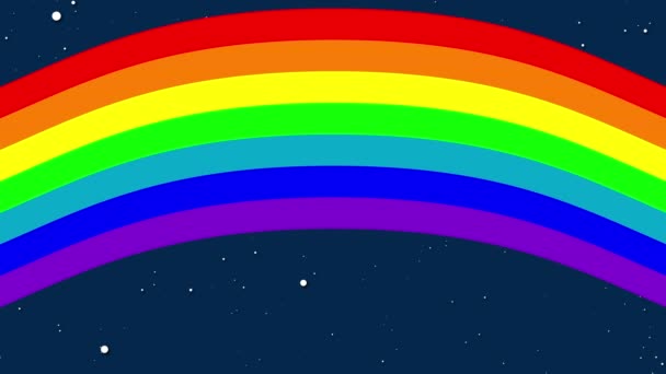 Onda arco-íris listrado na frente do fundo das estrelas, gerado por computador. Espaço abstrato de renderização 3D - Filmagem, Vídeo