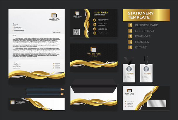 gold luxury branding design kit for hotel. corporate identity template Vector - Vector, Image
