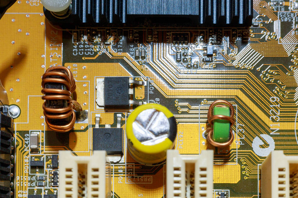 Computer Chips On The Circuit Board. Close-Up. Technological Progress Concept - Fotografie, Obrázek