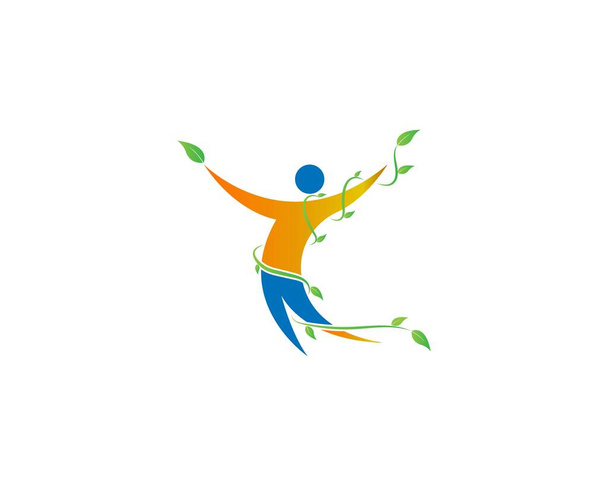 Gente divertida Vida Saludable Logo plantilla vector icono - Vector, imagen