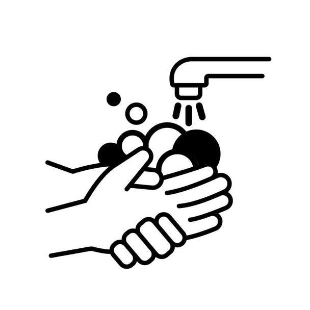 Please Wash Your Hands Black Icon,Vector Illustration, Isolated On White Background Label. EPS10  - Vektori, kuva