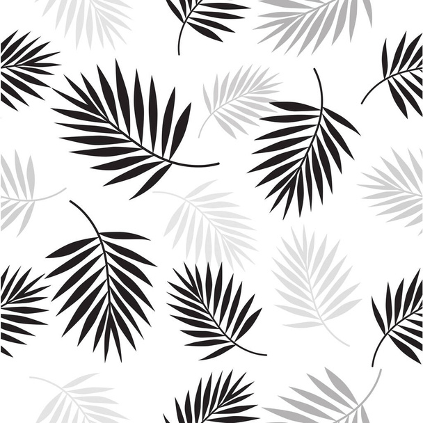 Print Exotic, black palm leaves, pattern, illustration - Vector, Image