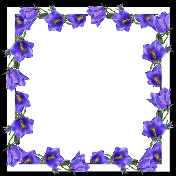 Creative composition with a close-up image of decorative frames. Frames consist of flowers, bouquets, petals, and geometric shapes. Abstraction. Illustration for printing on paper and fabric. - Photo, Image