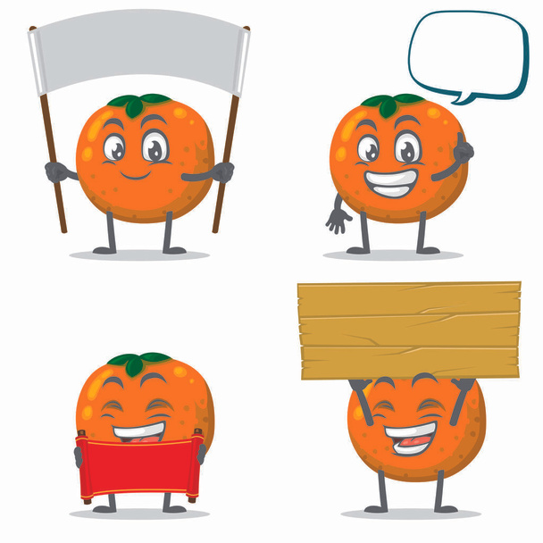 διανυσματική απεικόνιση της μασκότ ή πορτοκαλί φρούτα συλλογή χαρακτήρα που με θέμα το σήμα - Διάνυσμα, εικόνα
