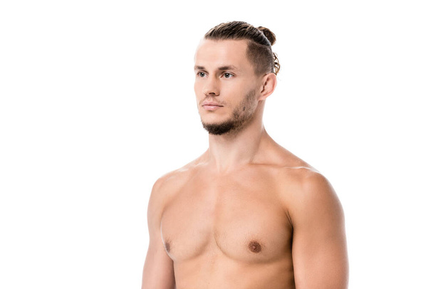 sexy shirtless man posing isolated on white - Fotoğraf, Görsel