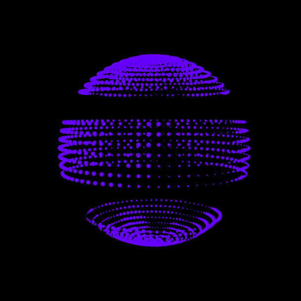 Disco ball from dots light diodes. Abstract sphere logo icon. Vector image for celebrating design. - Vector, Image