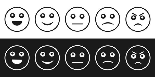 Hymiösarja. Emoji-sarja. Palaute tunteiden muodossa - Vektori, kuva