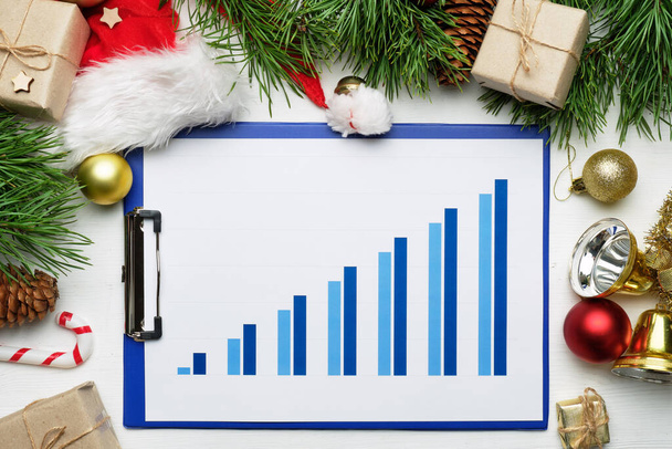 New year concept and christmas with business and profit growth report. - Φωτογραφία, εικόνα