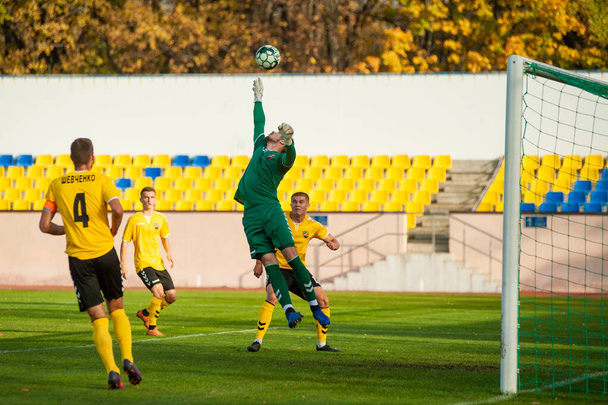 KHARKIV, UKRAINE - OCTOBER 9, 2020: The football match of Professional league FC Metal vs FC Energia - 写真・画像