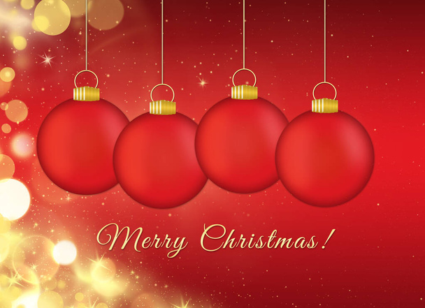 Luxury red Christmas background with baubles on red bakground. Merry Christmas! - Foto, Imagem