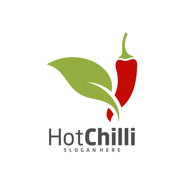 Chili logo design vektorová šablona, Červené chilli ilustrace, Symbol ikona - Vektor, obrázek