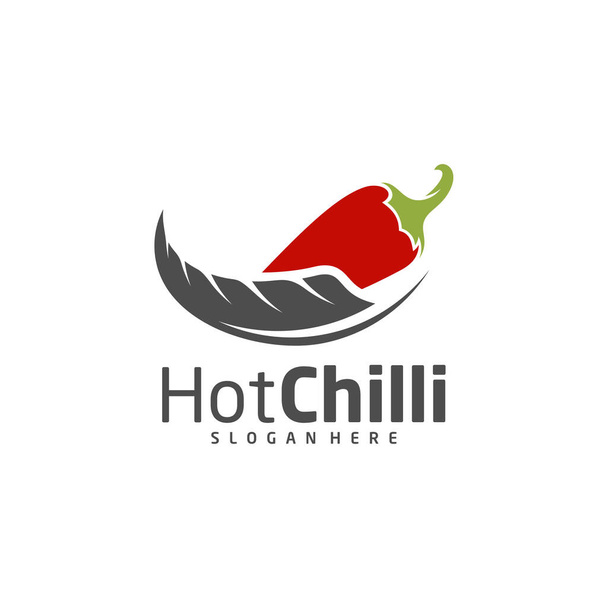 Chili with Feather lope design vector template, Red Chili Illustration, Symbol Icon - Вектор, зображення
