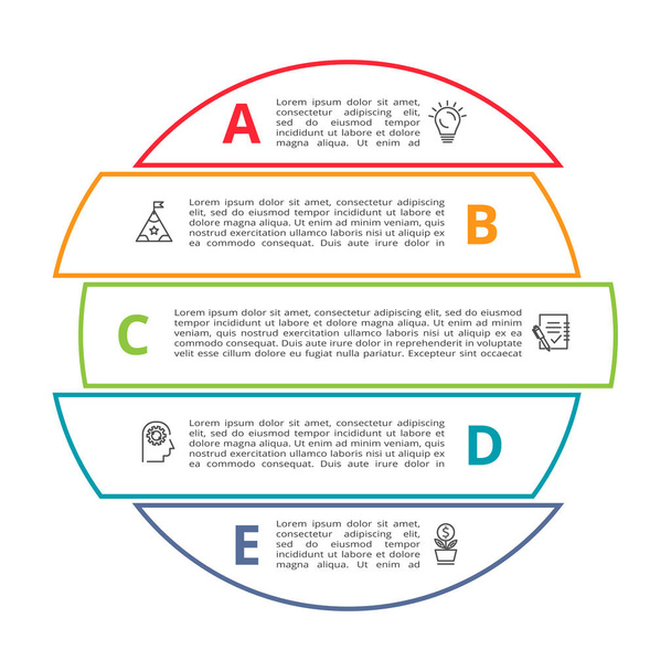 Creatief concept voor infographic met 5 stappen, opties, onderdelen of processen. - Vector, afbeelding