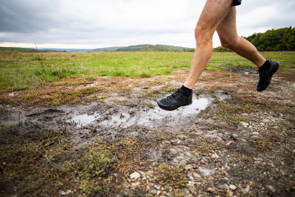 feet of trail runner running in nature - Photo, Image