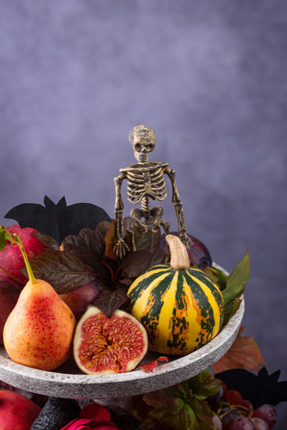 Halloween composition with autumn fruits - Photo, Image