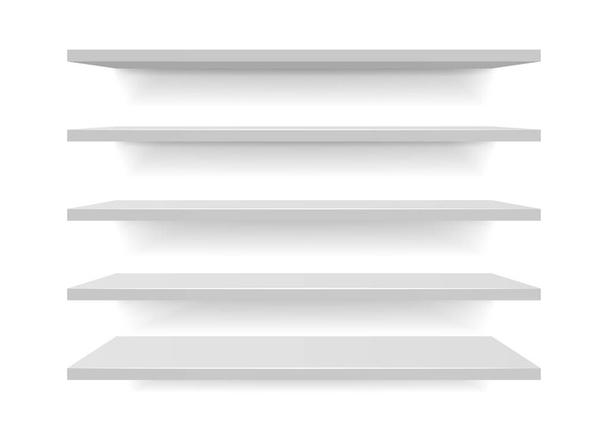 Набір білих різних меблевих полиць. Векторні ілюстрації
 - Вектор, зображення
