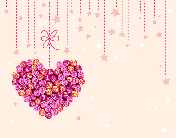Vector valentine background with floral heart - Вектор, зображення