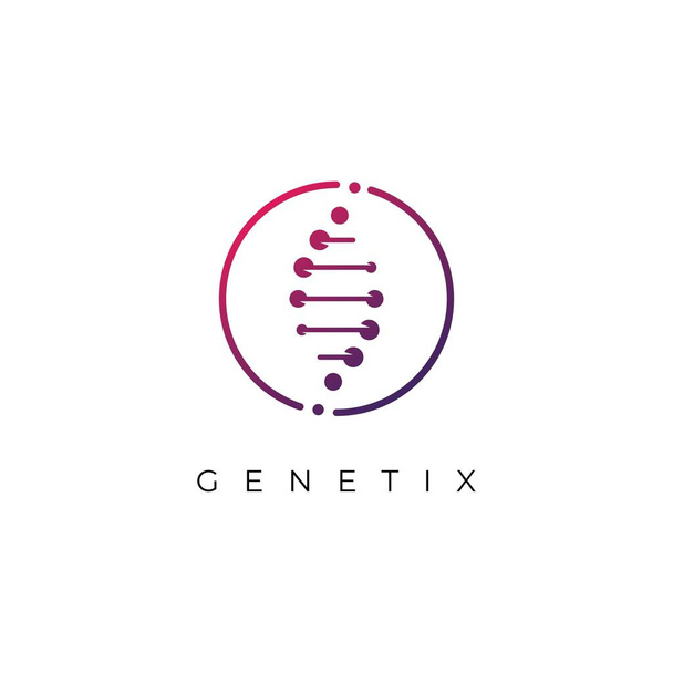 Πρότυπο σχεδιασμού λογότυπου DNA. Εικονίδιο για την τεχνολογία της επιστήμης.γενετικό σύμβολο - Διάνυσμα, εικόνα