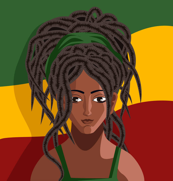 dreadlocks rasta hermosa africana chica - Vector, Imagen