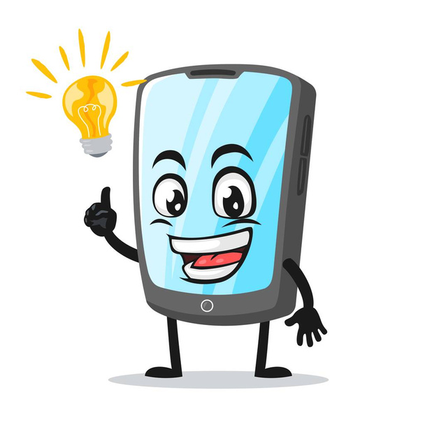 vector illustration of tablet character or mascot got idea - Vektor, obrázek