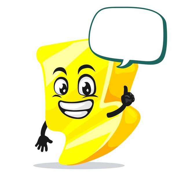 vector ilustración de trueno mascota o personaje dice con el habla globo en blanco - Vector, imagen