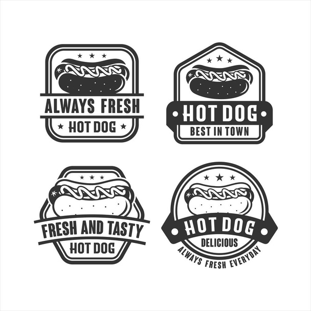 Hot dog resh and tasty vector design logo - Vector, imagen