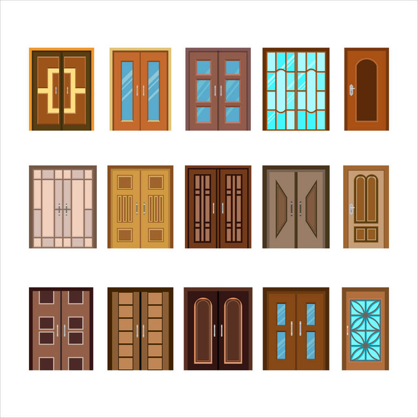 Ev ve apartman kapılarının vektör tasarım koleksiyonu - Vektör, Görsel