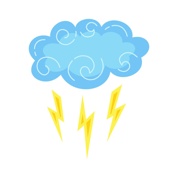 Chmura piorun kreskówki styl pogoda wektor - Wektor, obraz