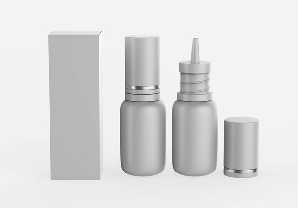 Mock up realistische glanzende cosmetische serum, ampul, olie druppelaar fles voor huidverzorging Product geïsoleerd op een witte achtergrond. 3d Illustratie - Foto, afbeelding