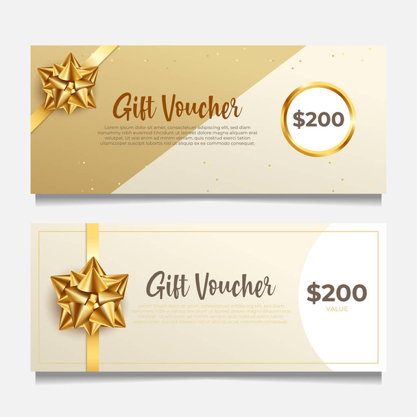 elegant Gift voucher template with golden style. - Vector, Image