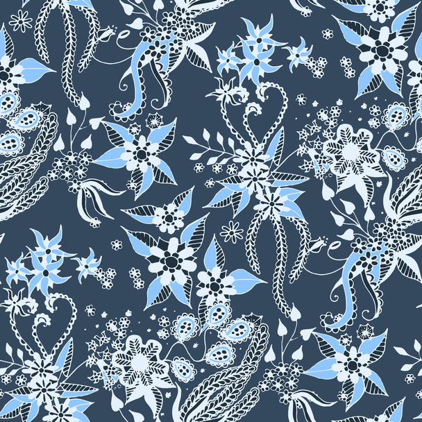 Seamless Floral Background. Vintage Orient Rapport. for Textile, Shirt, Linen,. Seamless Zentangle with Summer Blossoms in Country Style. Spring Small Floral Background. - Vektor, kép